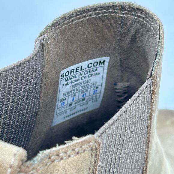 Women's Tan Leather SOREL Joan Of Arctic Wedge II Chelsea Bootie 10M NL3022-240 - Picture 6 of 8